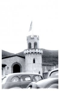 Scottys Castle Death Valley 1941 w Old Cars RPPC Postcard Repro