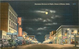 ID, Coeur D'Alene, Idaho, Sherman Avenue At Night, Graham & Co No 75405