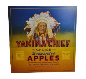 Yakima Chief Evaporated Apples Crate Label Original Vintage 1940's Advertising