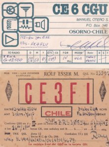 Osorno Santiago Chile 2x QSL Radio Card s