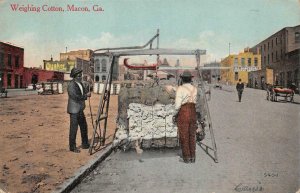 WEIGHING COTTON MACON GEORGIA BLACK AMERICANA POSTCARD (c. 1910)