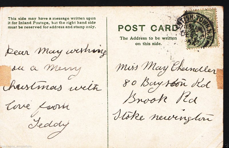 Genealogy Postcard- Family History - Chandler - Stoke Newington, London  BH6597