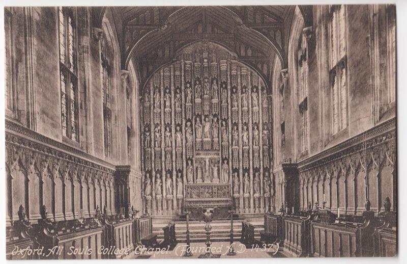 Oxford; All Souls College Chapel Interior PPC By Frith, Unposted 