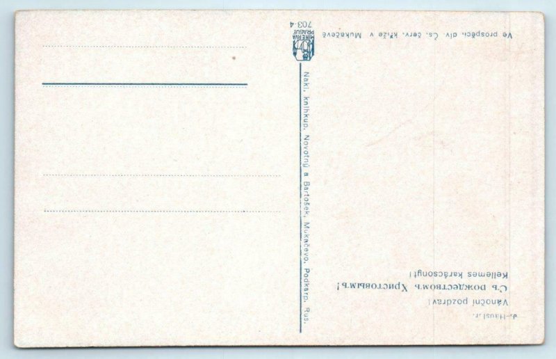 HÄUSER Artist Signed MERRY CHRISTMAS Russian Holiday Greeting c1910s Postcard