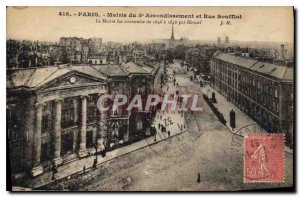 Old Postcard Paris City Hall of the 5th District and street Soufflot City Hal...