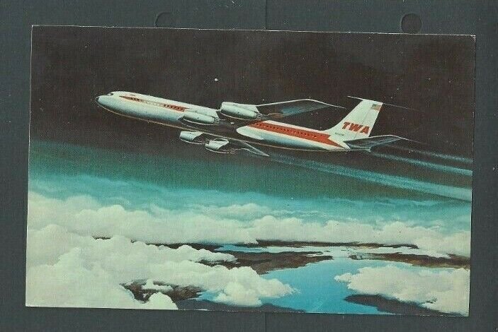 Ca 1950 Post Card TWA Superjet Used Domestically & To European Cities