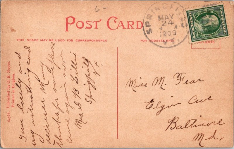 Vintage Postcard- High School- Springfield, Vermont- KM4