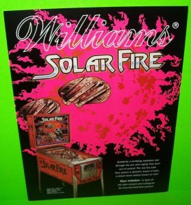 Solar Fire Pinball FLYER Original NOS Promo Game Artwork Sheet 1981