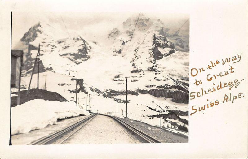 Switzerland In The Swiss Alps Railroad Tracks Great Scheidegg RPPC Postcard