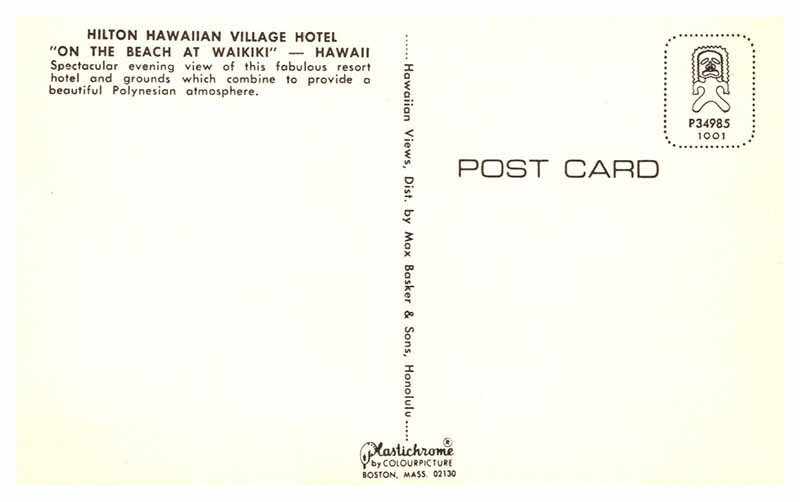 Postcard HOTEL SCENE Honolulu - Waikiki Hawaii HI AS2352