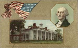 American Flags Mount Vernon & George Washington c1910 Winsch Postcard