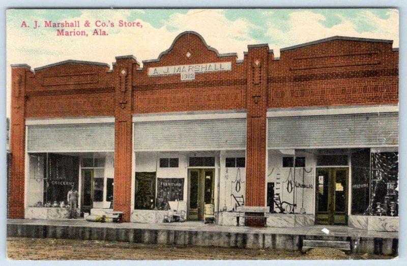 Marion Alabama a J Marshall & CO Store Mickelboro Antique Postcard