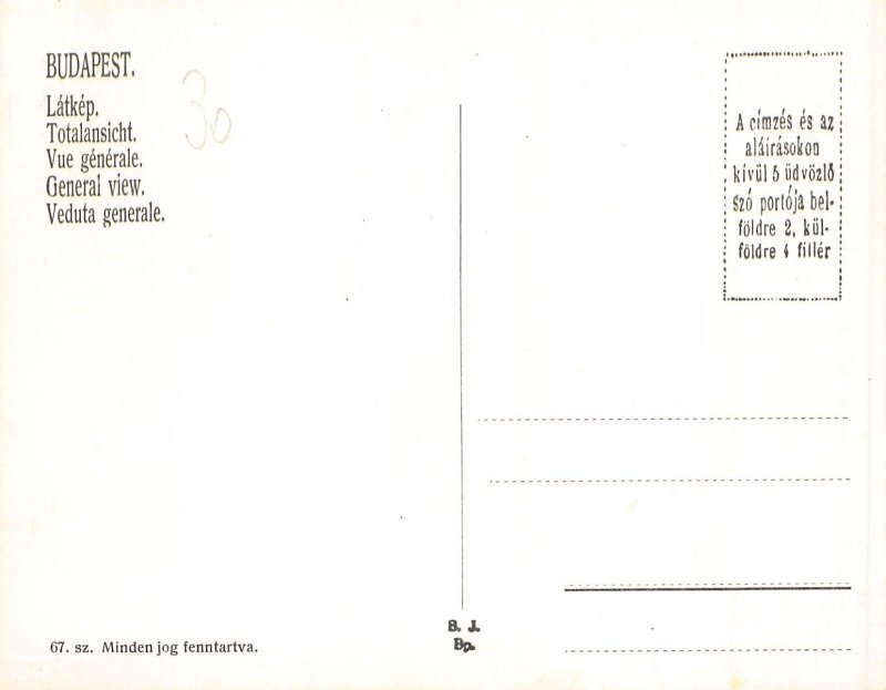 Hungary Budapest General View Boats Bridge vintage postcard