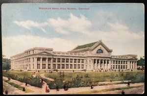 Vintage Postcard 1907-1915 Nicholas Senn High School & Advertising, Chicago, IL