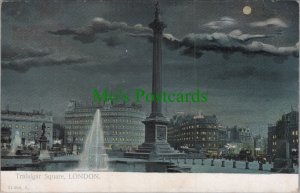 London Postcard - Moonlit Trafalgar Square and Nelson's Column DC36