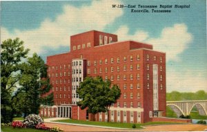 Postcard TN Knoxville East Tennessee Baptist Hospital Bridge LINEN ~1950 S27