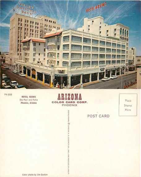 Hotel Adams Phoenix Arizona, AZ, Pre-zip Code Chrome