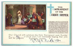 1952 Communion Invitation, The Sacrament of the Lord's Supper Postcard