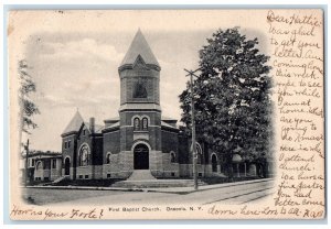 1907 The First Baptist Exterior Oneonta New York NY Posted Vintage Postcard