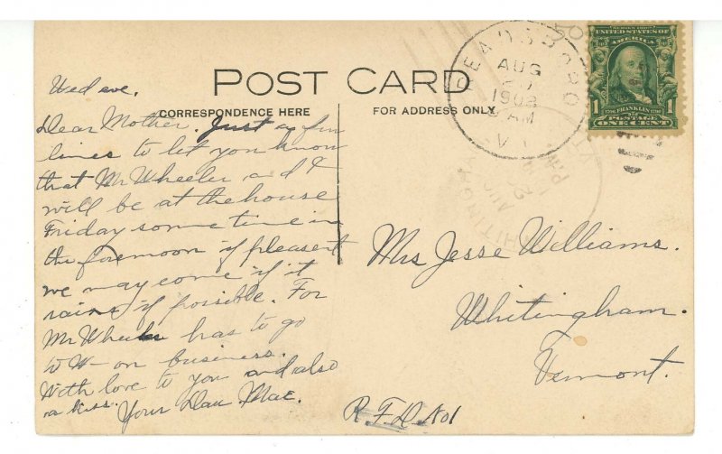 VT - Readsboro. The Mill & Village, Bird's Eye View ca 1908    RPPC