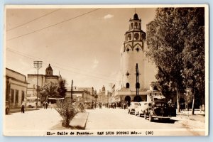 San Luis Potosi SLP Mexico Postcard Calle De Fuente c1930's RPPC Photo