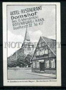 500306 GERMANY ADVERTISING Hotel Domshof Vintage match label