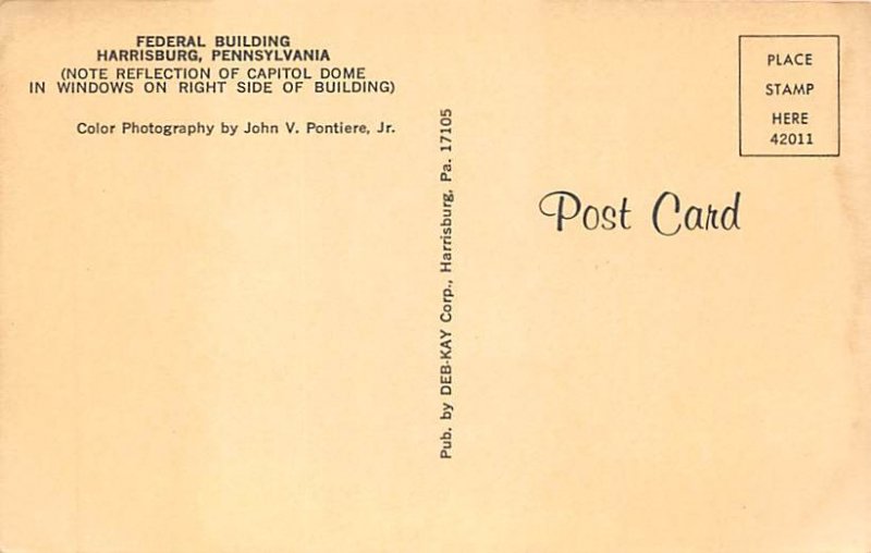 Federal Building Harrisburg Pennsylvania, USA Unused 