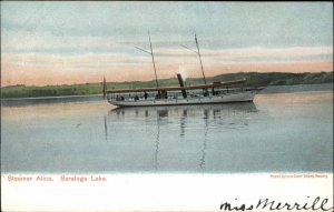 Saratoga Lake New York NY Steamer Steamboat Ferry Alice c1910 Vintage Postcard