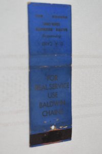 D. A. Cant For Real Service Use Baldwin Chains MA 20 Strike Matchbook Cover