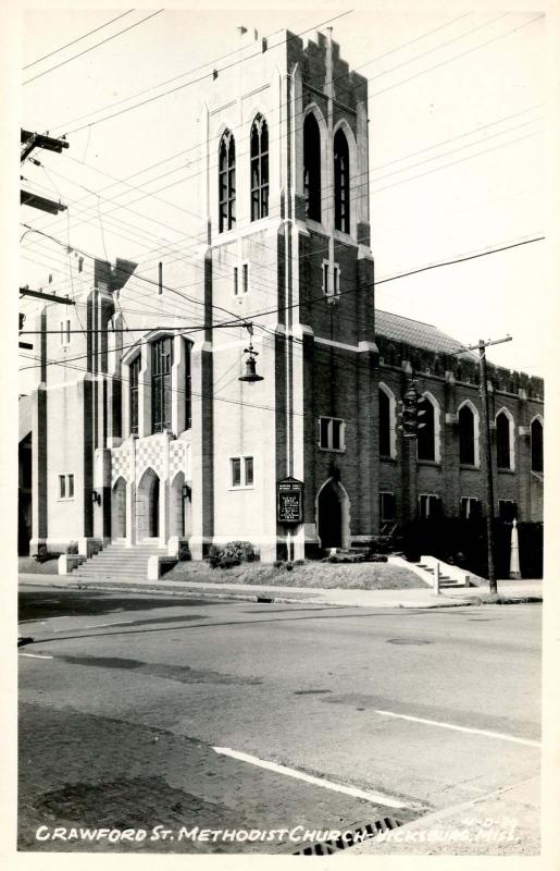 MS - Vicksburg. Crawford Street Methodist Church.   *RPPC