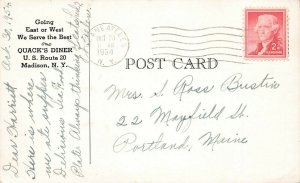 Madison NY Quack's Diner in 1954 Postcard