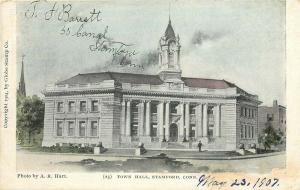 CT, Stamford, Connecticut, Town Hall, Undivided Back, Globe Stamp Company 