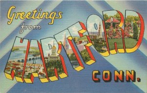 Postcard Connecticut Hartford Large Letters multi Colorpicture Capitol 23-2493