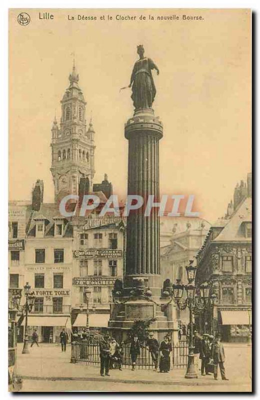 Old Postcard Lille The Goddess and the Tower of the New Stock Exchange