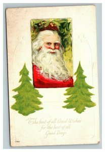 Vintage 1920 Christmas Postcard Santa Claus Trees UNPOSTED