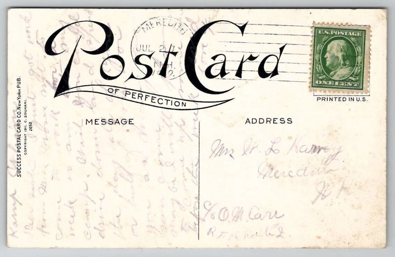 Camping Scene Vaction Poem To Meredeth NH Postcard A37