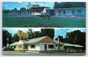 1950s CLAYTON NY C-WAY TOURINN RESTAURANT MOTEL 1000 ISLANDS POSTCARD P2981