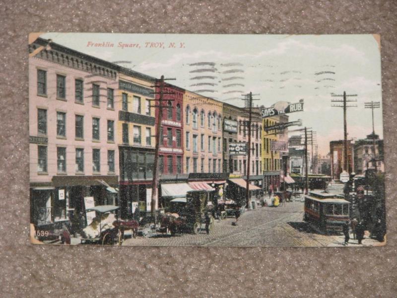 Franklin Square, Troy  N.Y., used vintage card, early 1900`s