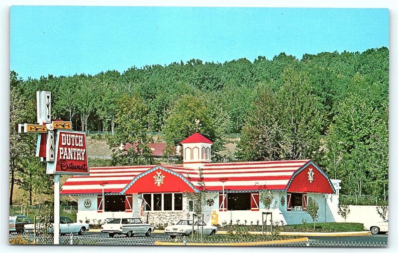 Postcard PA DuBois Dutch Pantry Family Restaurant Diner Old Cars R49