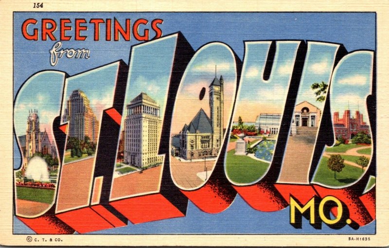 Missouri Greetings From St Louis Large Letter Linen Curteich