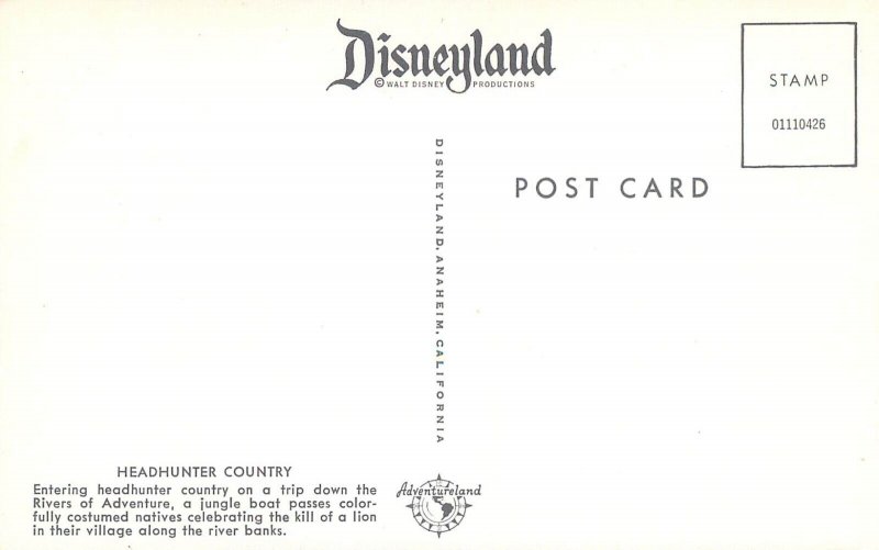 Postcard United States California Disneyland Headhunter country Adventureland