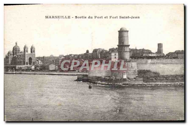 Old Postcard Marseille output port and Fort St John