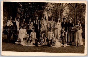 Young Children School Play Performance Angels Ferries RPPC Real Photo Postcard