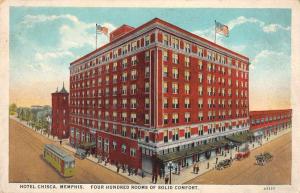 Memphis Tennessee birds eye view Hotel Chisca trolley train antique pc Z17697