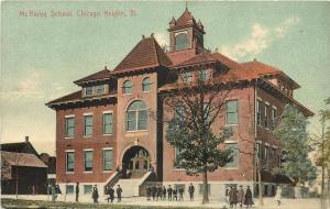 c1910 Chromograph Postcard; McKinley School, Chicago Heights IL Unposted