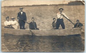 M-34889 Old Picture of People on Boat