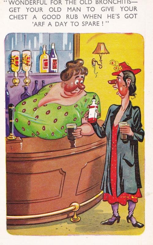 Bronchitis Natural Remedy is Sex Old Pub Comic Postcard