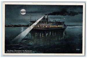 1917 The Ferry Davenport Spotlight Moonlight Rock Island Iowa IA Posted Postcard