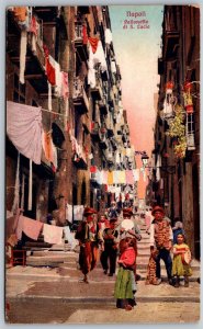 Vtg Napoli Pallonetto di S Lucia Street Scene Naples Italy 1910s View Postcard