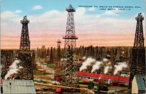 Oil Wells on Famous Signal Hill Long Beach CA Calif UNUSED  Postcard E51